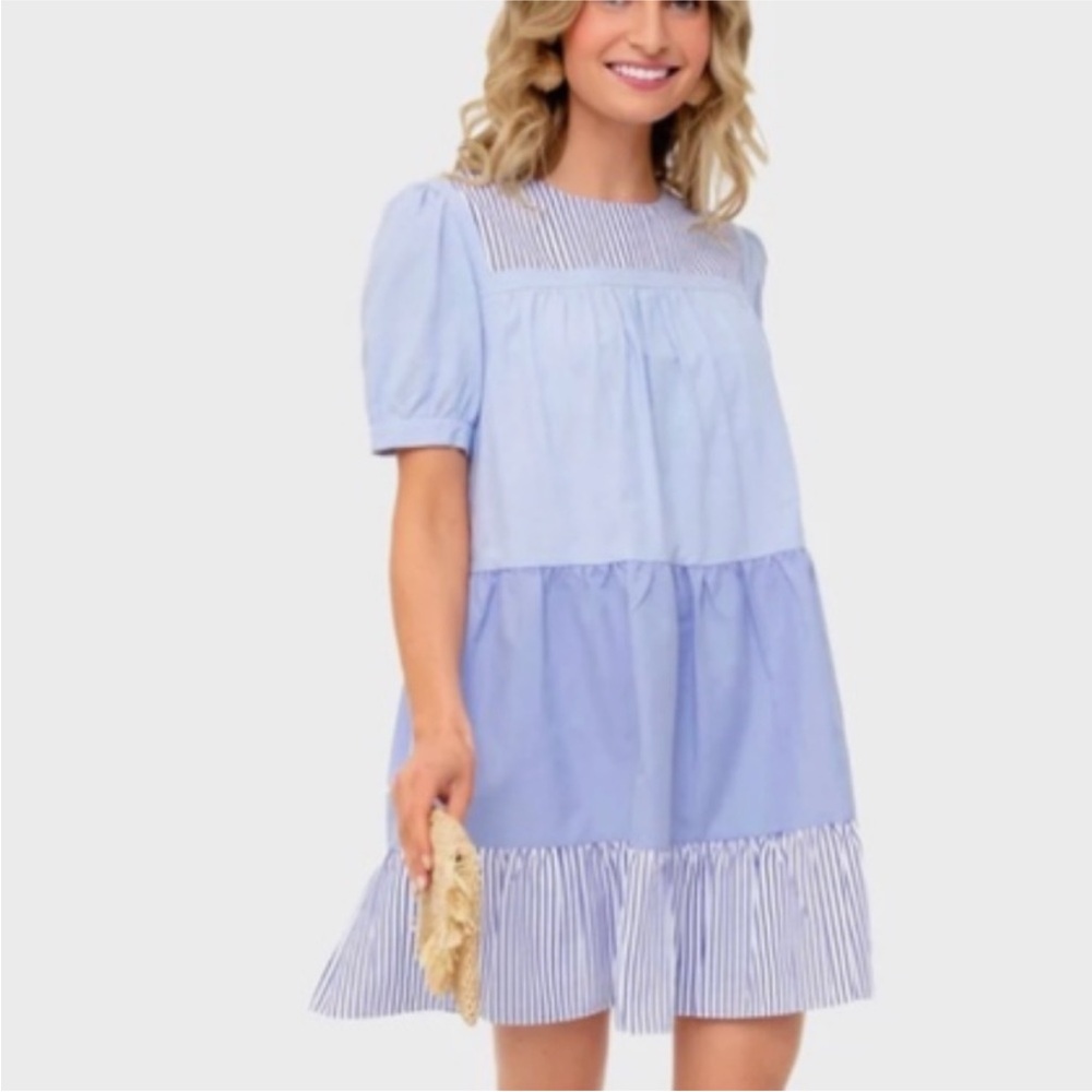 Tuckernuck Pomander Place Blue Striped Quinn Dress Size Medium - Picture 2 of 2